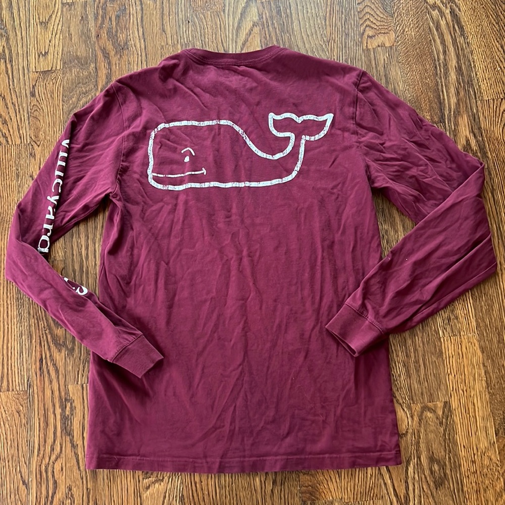 Vineyard Vines Mens Long Sleeve Whale Tshirt Maroon S